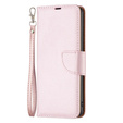 Cu clapetă pentru Samsung Galaxy A25 5G, Wallet Litchi Leather, roz + sticlă 9H