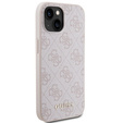 GUESS Huse pentru iPhone 15, 4G Metal Gold Logo, roz