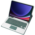 Carcasă + tastatură Samsung Galaxy Tab S9, Leather Pen Slot TouchPad, verde închis