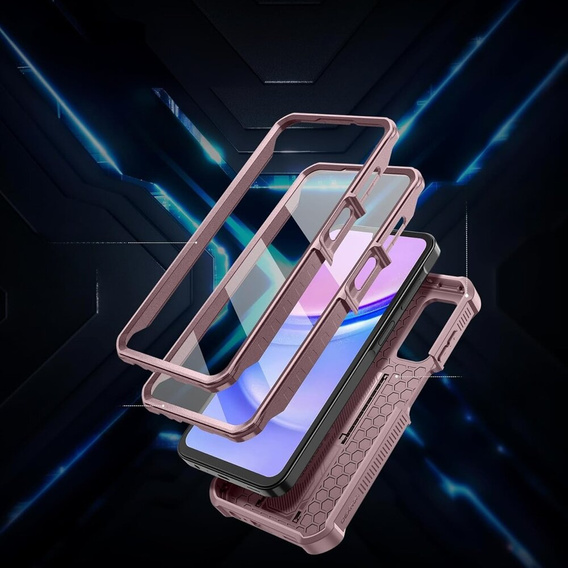 Husă blindată pentru Samsung Galaxy A15, Dexnor Full Body (Two Frames), roz