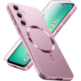 Carcasă pentru Samsung Galaxy A26, ColorMag, pentru MagSafe, roz + sticlă călită 9H
