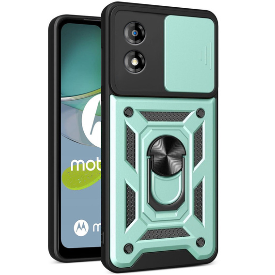 Husă blindată pentru Motorola Moto E13, CamShield Slide, verde