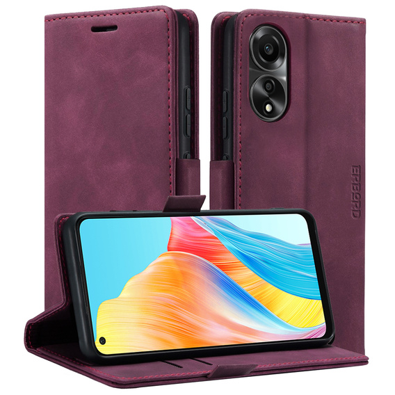 Husă pentru Oppo A78 4G, ERBORD Vintage, portofel cu clapetă, roșu