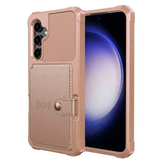 Husa pentru Samsung Galaxy S23 FE, Card Holder Kickstand, roz