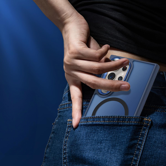 Husă pentru Samsung Galaxy S25 Ultra, Kickstand Matt Case, pentru MagSafe, albastru + Sticlă ecran