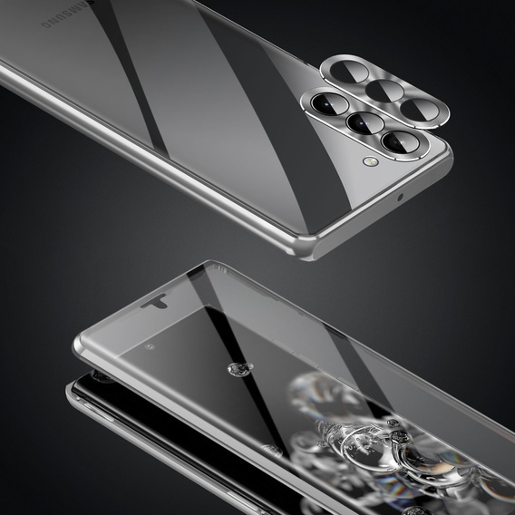 Husa pentru Samsung Galaxy S23, Magnetic Dual Glass, de argint