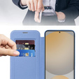 Cu clapetă pentru Samsung Galaxy S25 FE, RFID Wallet MagSafe CamShield, albastru