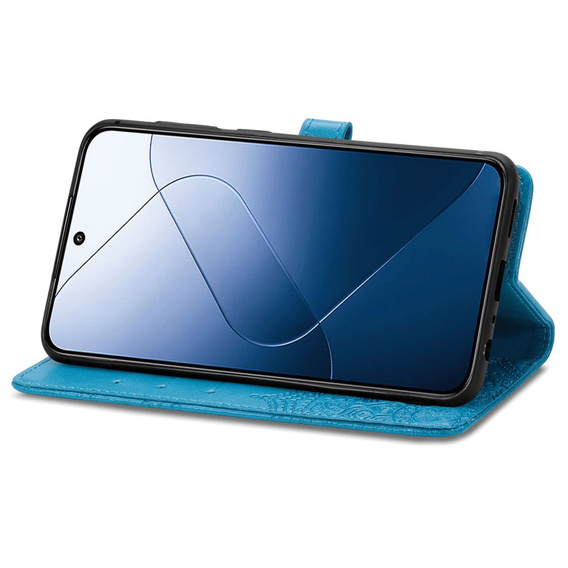 Cu clapetă pentru Xiaomi 14T Pro, Mandala, albastru