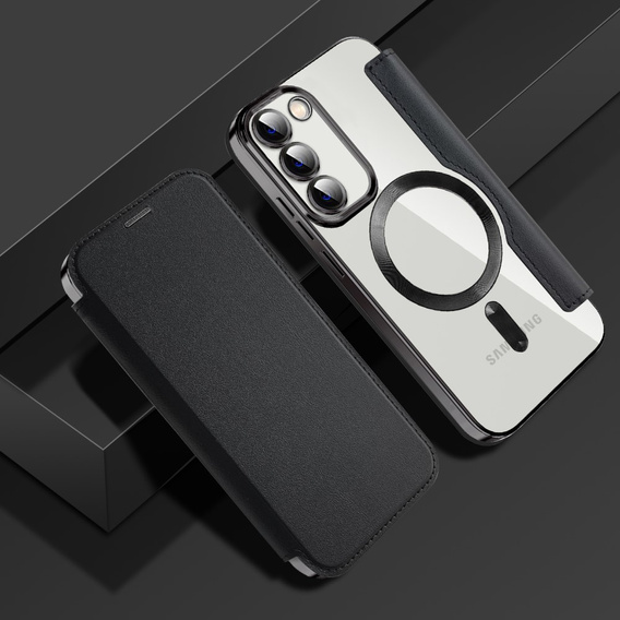 Cu clapetă pentru Samsung Galaxy S23, Wallet, MagSafe, negru