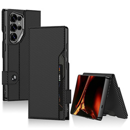 Husă tip portofel cu slot pentru carduri GKK pentru Samsung Galaxy S26 Ultra, negru carbon