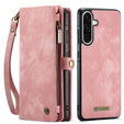 Husă CASEME pentru Samsung Galaxy A56 5G, Retro Leather Wallet, cu curea de umăr, roz