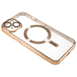 Husă pentru iPhone 14, Electro MagSafe, de aur + Sticlă pentru ecran