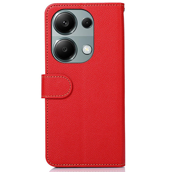 Husa cu clapetă pentru Xiaomi Redmi Note 13 Pro 4G / Xiaomi Redmi Note 14S / Xiaomi Poco M6 Pro 4G, KHAZNEH RFID, roșu / negru