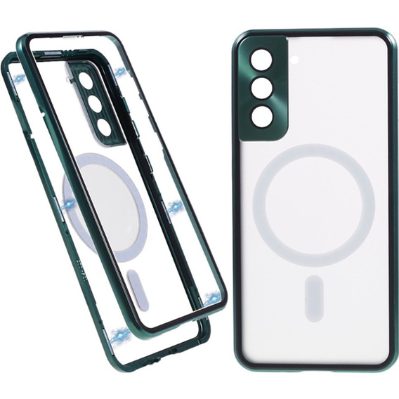Carcasa Magnetic Dual Glass MagSafe pentru Samsung Galaxy S22 Plus, verde