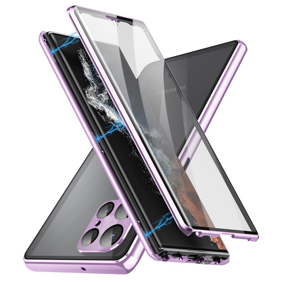 Carcasa Magnetic Dual Glass MagSafe pentru Samsung Galaxy S24 Ultra, violet