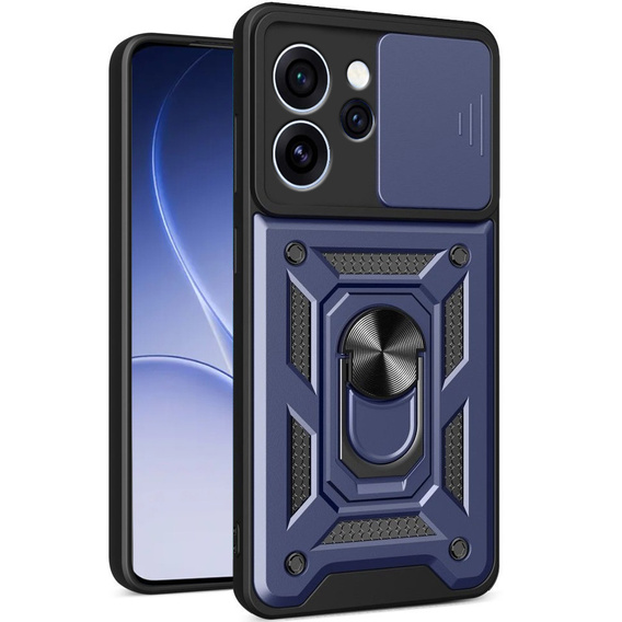 Husă blindată CamShield Slide cu capac pentru cameră și inel pentru Oppo Reno 15 FS, albastră