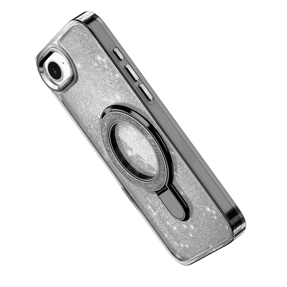 Carcasa iPhone 16e, Glittery Magnetic Kickstand, negru