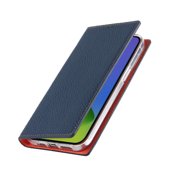 Cu clapetă pentru iPhone 14 Pro, Litchi Skin Grain, albastru închis