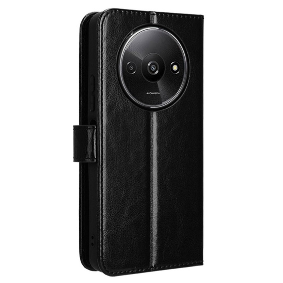 Cu clapetă pentru Xiaomi Redmi A3, Crazy Horse Wallet, negru