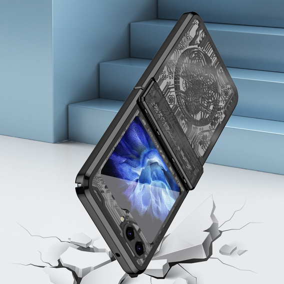Husă pentru Samsung Galaxy Z Flip7 FE / Z Flip6, Mechanical Legend, negru