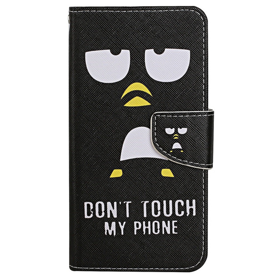 Cu clapetă pentru Xiaomi Redmi 13C / Poco C65, Wallet, Don't Touch My Phone, negru
