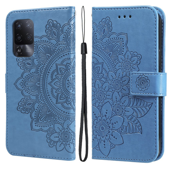 Cu clapetă pentru Oppo Reno5 Z / A94 / A95 5G, Mandala, albastru