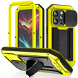 Husă pentru iPhone 15 Pro, R-JUST CamShield Slide, armată, galben  / negru