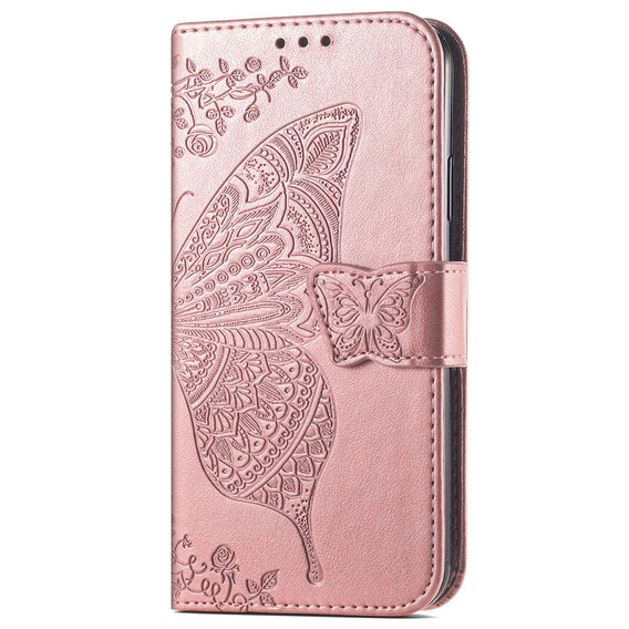 Cu clapetă pentru Xiaomi 14T, Butterfly, roz rose gold