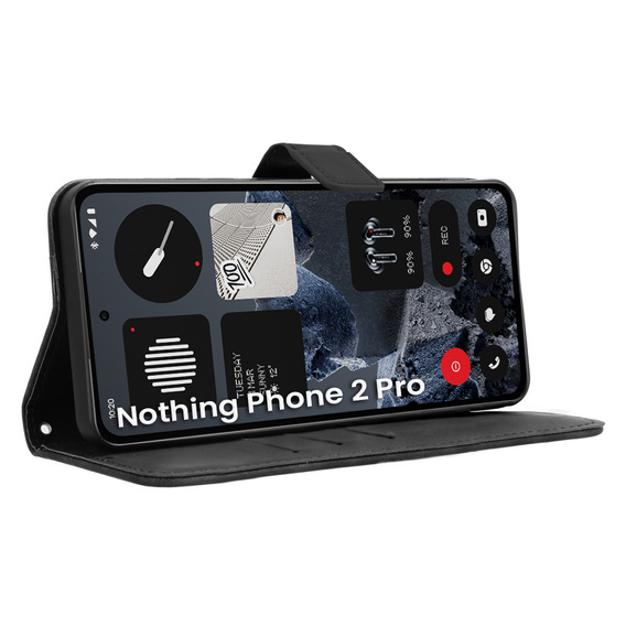 Cu clapetă pentru CMF Nothing Phone 2 Pro, Crazy Horse Wallet, negru