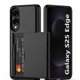 Huse pentru Samsung Galaxy S25 Edge, Sliding Card Holder, negru
