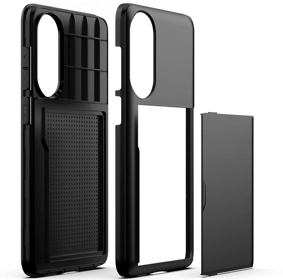 Huse pentru Samsung Galaxy S25 Edge, Sliding Card Holder, negru