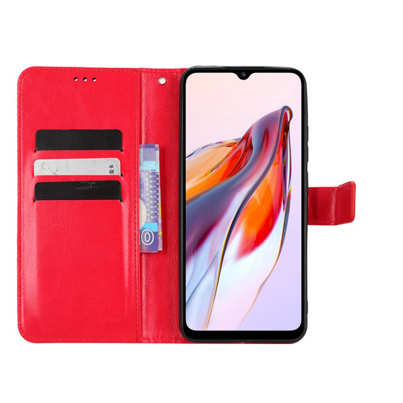 Cu clapetă pentru Xiaomi Redmi 12C, Crazy Horse Wallet, roșu