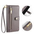 Cu clapetă pentru Xiaomi Redmi Note 13 Pro+, Wallet Zipper Pocket, gri