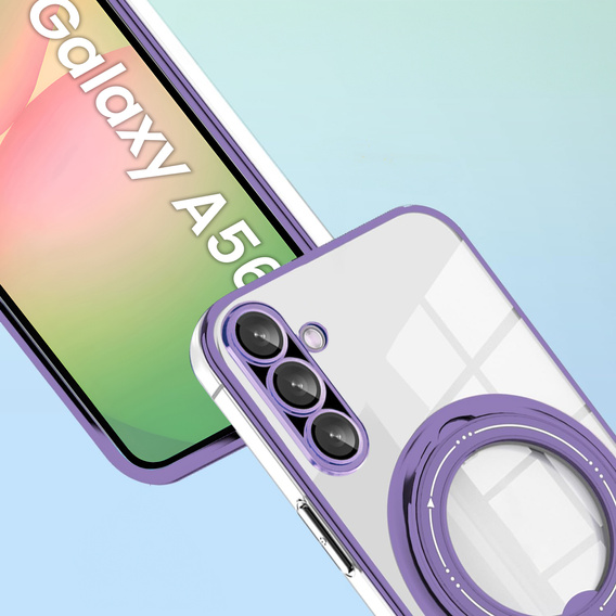 Carcasa magnetică pentru Samsung Galaxy A56, pentru MagSafe, violet + sticlă 9H