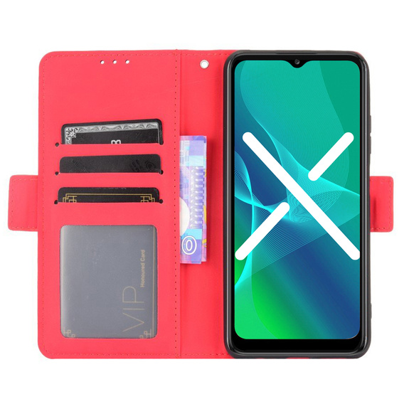Cu clapetă pentru Motorola Moto G22, Card Slot, roșu