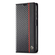 Husă cu clapetă LC.IMEEKE pentru Samsung Galaxy A17 5G, textură carbon, negru