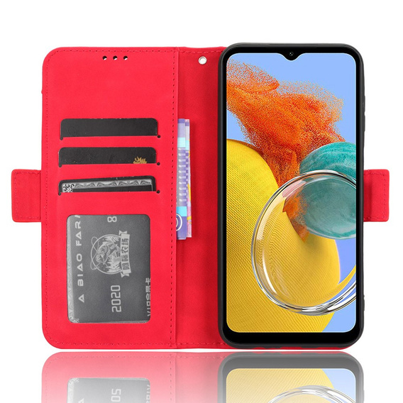 Cu clapetă pentru Samsung Galaxy M34, Card Slot, roșu