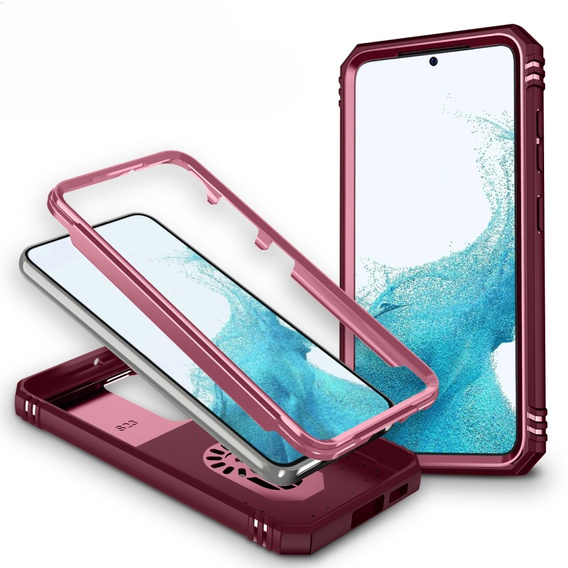 Husă blindată pentru Samsung Galaxy S23, CamShield Slide, roz / roșu