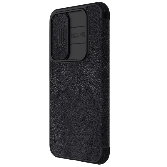 NILLKIN flip case NILLKIN pentru Samsung Galaxy A55, CamShield Qin Pro, piele, negru