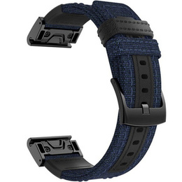 Pasek Canvas+Leather do Garmin Fenix 5/6/7 Pro Forerunner 935/945/955 - Blue