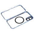 Carcasa Magnetic Dual Glass MagSafe pentru iPhone 16, albastru