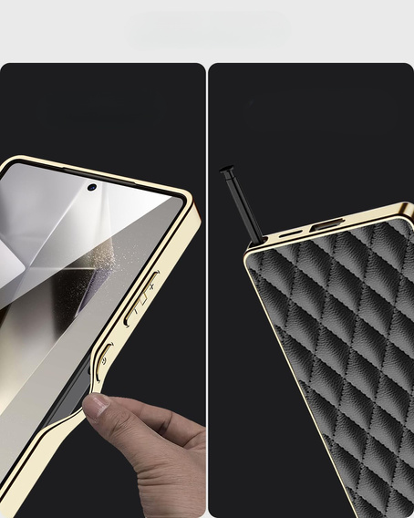 Husă pentru Samsung Galaxy S25 Ultra, Leather Rhombus, negru