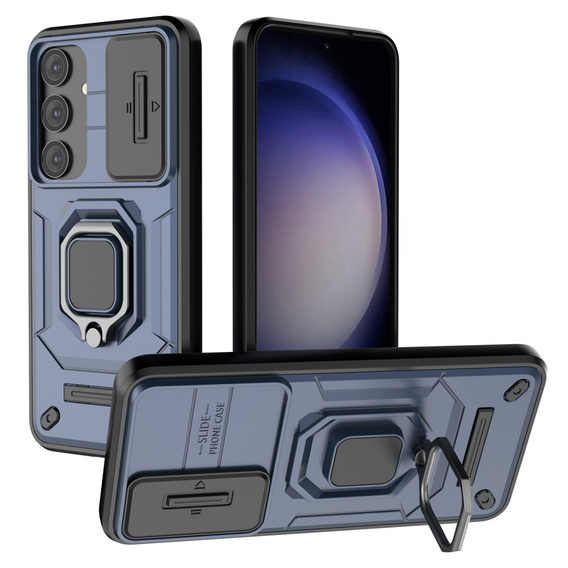 Husă pentru Samsung Galaxy S24, KickStand Camera Lens, albastru