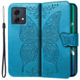 Cu clapetă pentru Motorola Moto G84, Butterfly, albastru