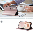 Husă cu clapetă pentru Samsung Galaxy S24 FE, Rhombus Crossbody Leather, roz rose gold