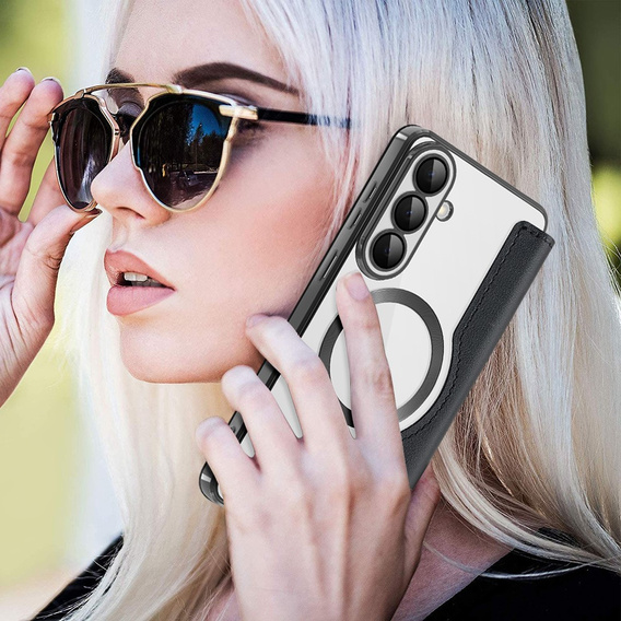 Husă RFID Wallet MagSafe Flip cu protecție pentru cameră pentru Samsung Galaxy S26 Plus, negru