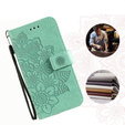Cu clapetă pentru Samsung Galaxy M34 5G, Mandala Flower, verde