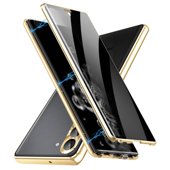 Husă pentru Samsung Galaxy S24, Privacy Dual Glass, de aur