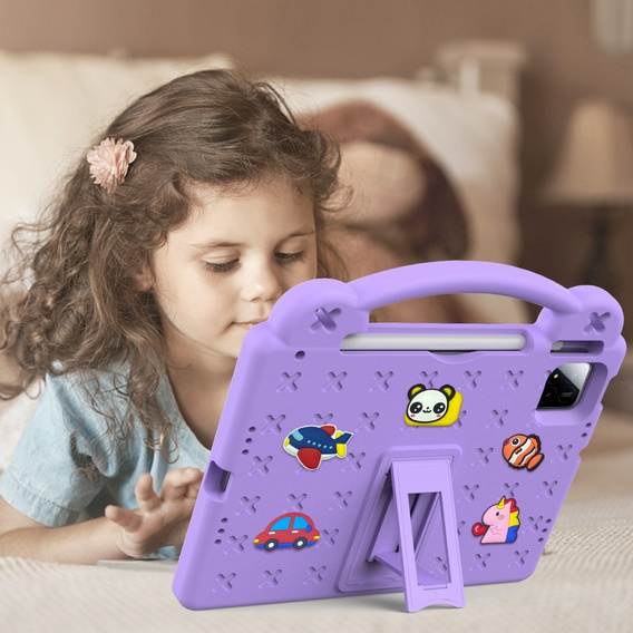 Husă pentru copii pentru Xiaomi Pad 7 / 7 Pro, Cute Patterns, cu suport, violet