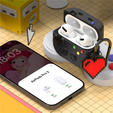 Carcasă retro pentru consolă cu etichetă în formă de inimă pentru AirPods Pro 3